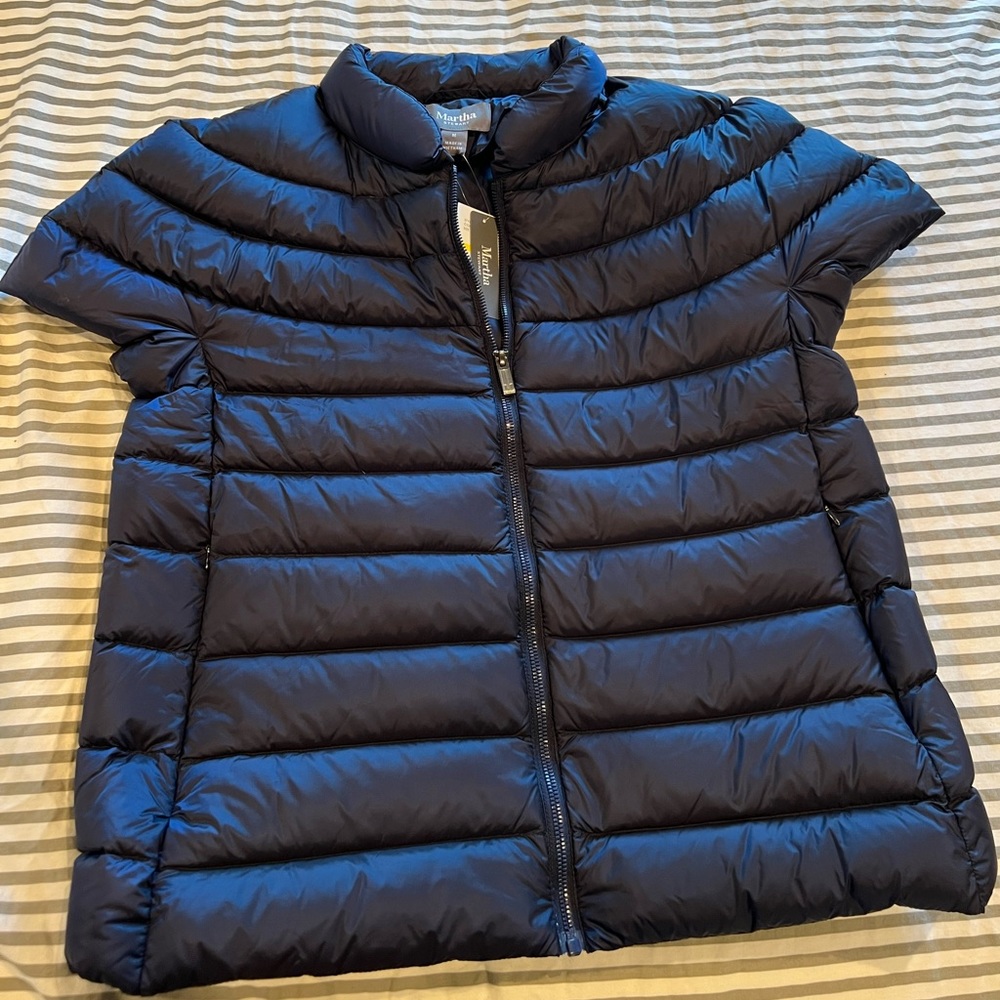 Zip up short sleeve navy blue vest